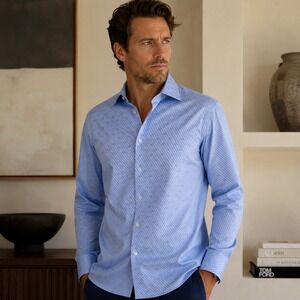 Bugatchi Uomo‎ Mens Paisley Button Down Shirt Sz 16 Blue Cotton Quiet Luxury